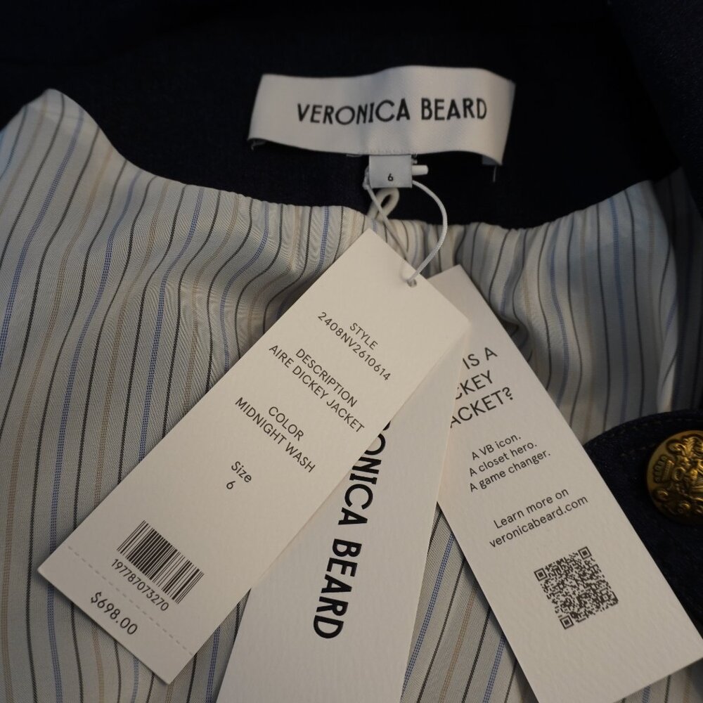 Veronica Beard Aire Dickey Blazer Denim Cotton Jacket Size 6 New Tag $698 - Picture 10 of 16